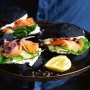 Black buns with smoked trout