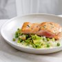 Braised peas and lettuce with tarragon ocean trout