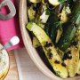 Braised zucchinis with almond and parsley sauce