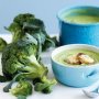 Broccoli soup with Swiss cheese toasts