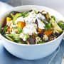 Brown rice salad with eggplant and roasted pumpkin
