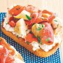 Bruschetta with ricotta, grilled capsicum and artichoke topping