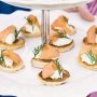 Buckwheat pikelets with creme fraiche and smoked salmon