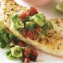 Cajun fish with avocado and chargrilled capsicum salsa