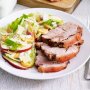 Caraway and mustard roast pork with apple Caesar salad