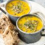 Carrot and ginger soup with French-style lentils