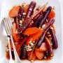 Carrots with balsamic glaze and roasted hazelnuts