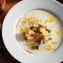 Cauliflower & beer soup with rosemary croutons