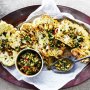 Cauliflower steaks with olive and herb salsa