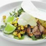 Chargrilled pork tortillas with charred chilli corn