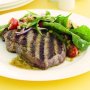 Chargrilled steak with spiced red lentil salad