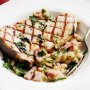 Chargrilled swordfish with braised cannellini beans