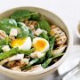 Chicken, spinach and soft-boiled egg salad