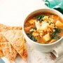 Chicken and barley soup with cheesy flatbreads