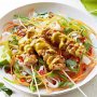 Chicken satay skewers with spicy noodle salad