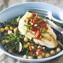 Chicken with silverbeet and balsamic tomato salsa