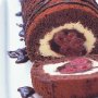 Chocolate fudge and cherry sponge roll