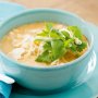 Coconut chicken and rice soup with bean sprouts