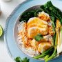 Coconut chicken with red curry and greens