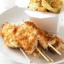 Coconut skewers with wombok salad