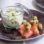 Coddled eggs with crunchy croutons and smoked salmon
