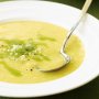 Corn soup with chive oil