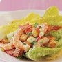 Cos lettuce, prawn and crouton salad