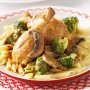 Creamy chicken with mushrooms and broccoli