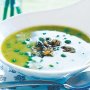 Creamy pea and basil soup