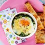 Creamy spinach and egg pots with turkish fingers