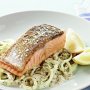 Crispy skinned salmon with fennel remoulade