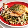Crispy snapper with salsa verde risotto