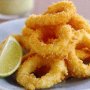 Crumbed calamari with lime and coriander dipping sauce