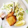 Crumbed pork cutlets with potato & cabbage salad