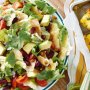 Crunchy corn and tortilla salad with tomato dressing