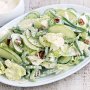 Crunchy green salad with creamy lemon dressing