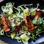 Cucumber and salmon salad with sesame dressing