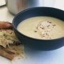 Curried parsnip soup with onion naan
