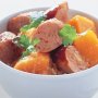 Curried sausages with pumpkin