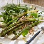 Curtis barbecued asparagus salad with rocket, dukkah, and labneh