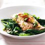 Diabetes-friendly steamed ginger fish with gai lan