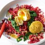 Dukkah-rolled eggs with freekeh and beetroot