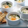 Dukkah baked eggs with toast soldiers