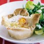 Egg and bacon filo pies