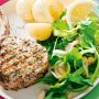 Fennel and thyme pork with asparagus and rocket salad