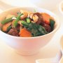 Five spice mock duck with Chinese vegetables