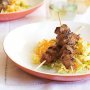 Five spice pork skewers with fried rice