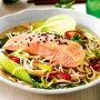 Ginger-coriander broth with salmon and soba noodles