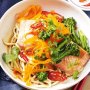 Ginger-poached salmon with udon noodles