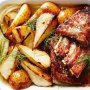 Ginger ale pork ribs with pear and fennel